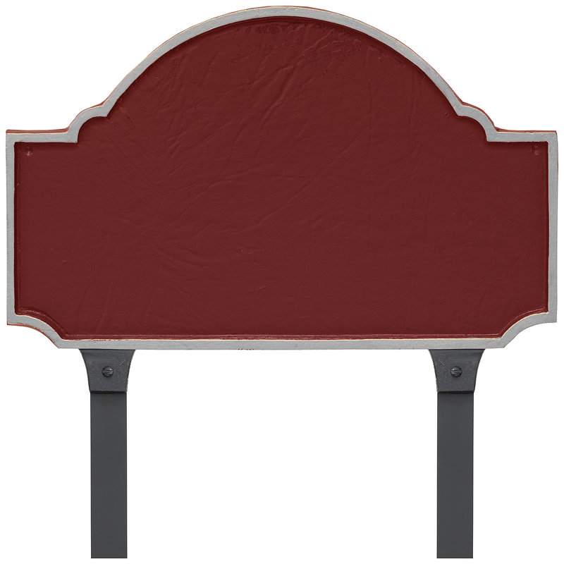Enseigne d’adresse pour pelouse sur 1 ligne, Rouge brique / argent, Oui
