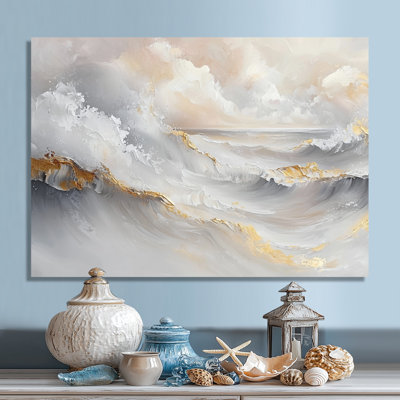 «Pure Golden Minimalisme Coastal Landscape I - Coastal Beach», impression sur métal côtière