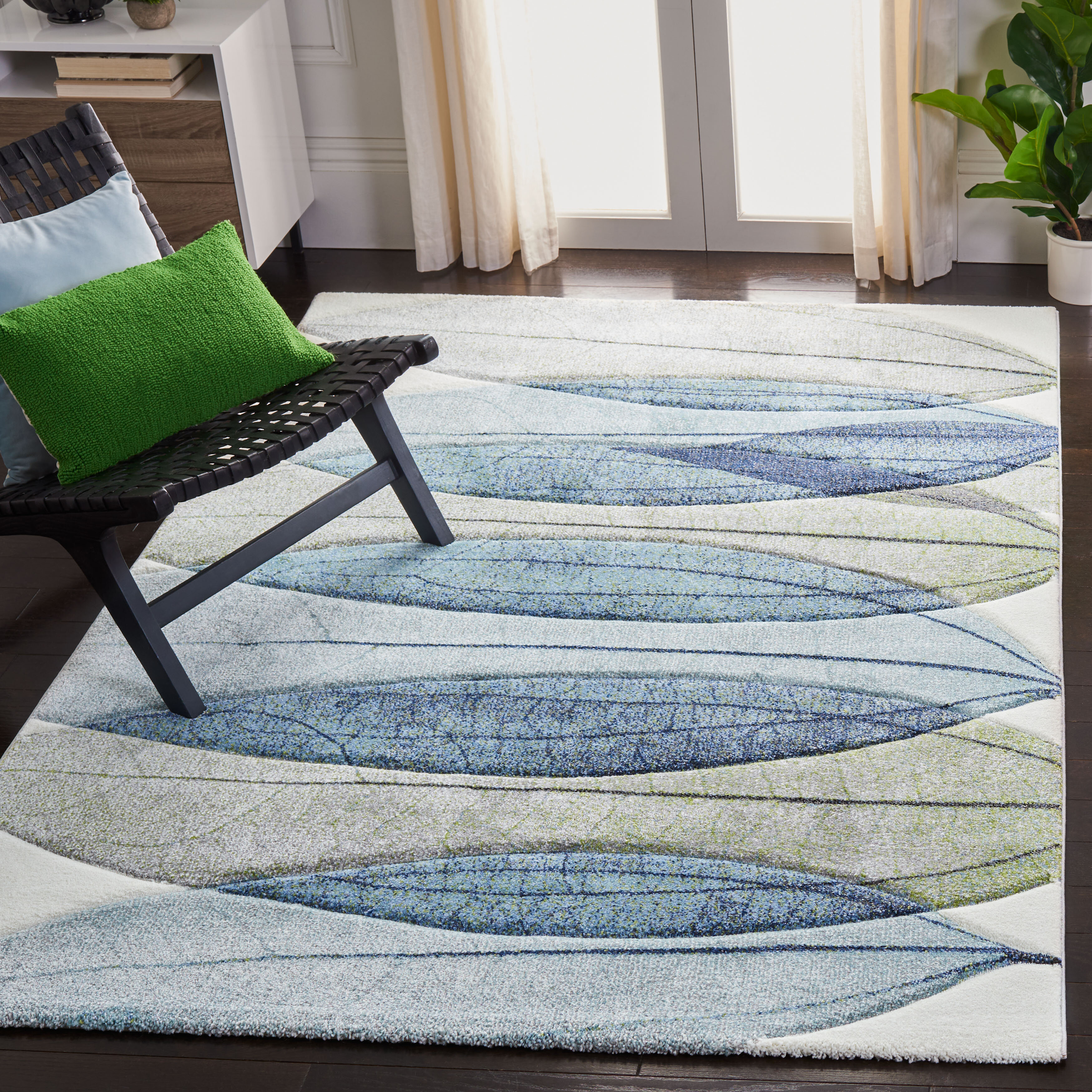 Rectangle Aniayah Checkered Vinyl Indoor / Outdoor Area Rug in Bell Bottom Blue Latitude Run Rug Size: Rectangle 1'8 x 2'6