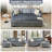 L-shaped Velvet Upholstered Sleeper Sofa and Chaise with Toss Pillows -1175793851