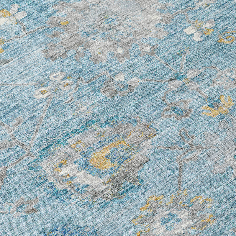Teal Flat Woven Synthetic Indoor/Outdoor Washable Rug