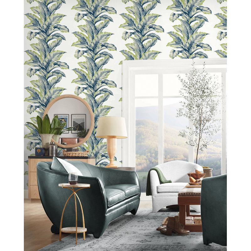 Rouleau de papier peint embossé 3D L 27 pi x l 27 po Alishka, Luana - bleu