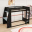 Lit superposé en bois avec bureau, chargement USB, DEL et tablettes-593723836-593723838