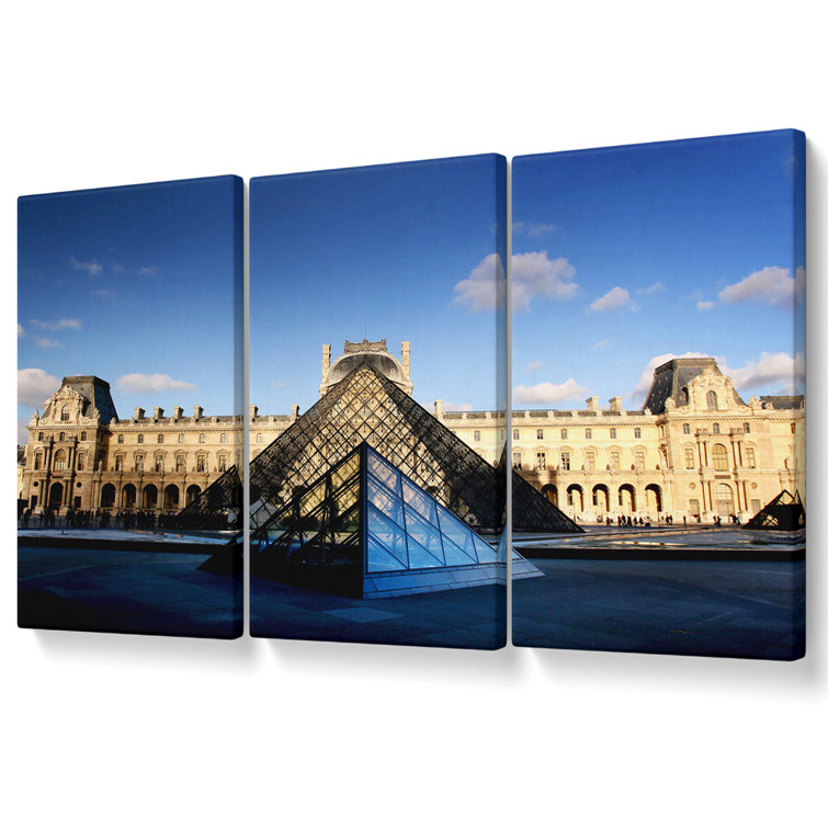 Ebern Designs The Louvre Paris - 3 Piece Wrapped Canvas Print | Wayfair ...