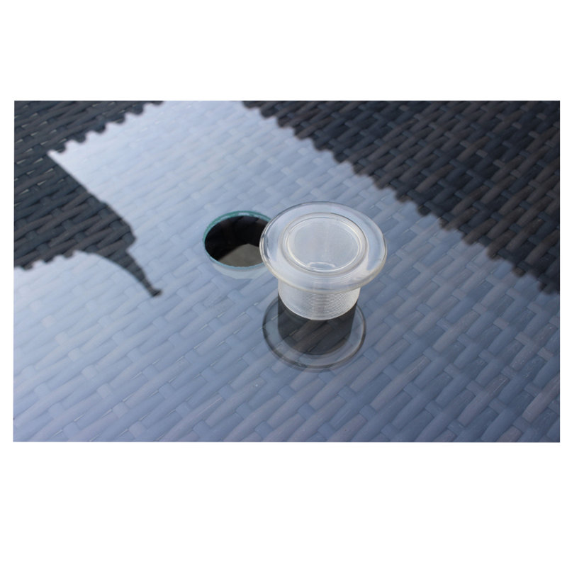 Table de salle à manger d'extérieur pour terrasse avec verre trempé transparent