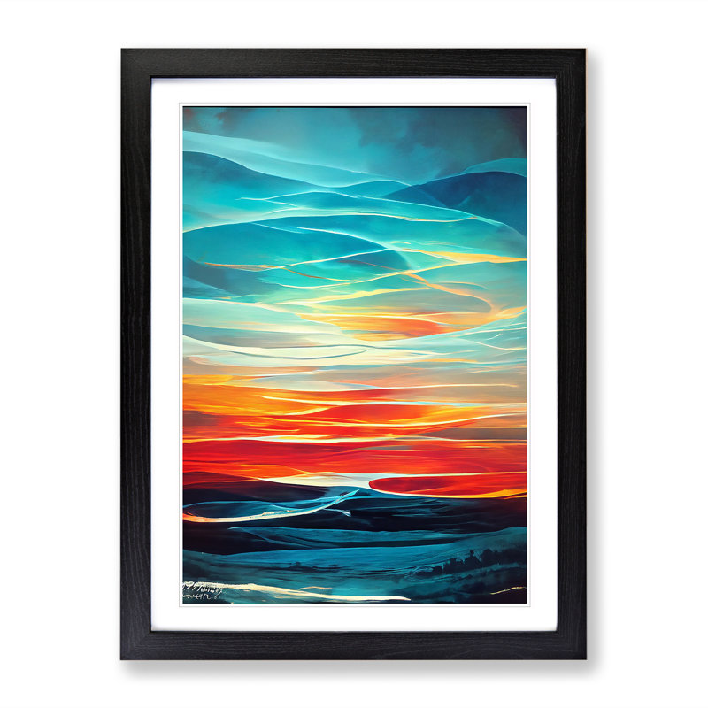XV1022-4297X Sunset Abstract No.6 - Single Picture Frame Print, 64cm H x 46cm W, Black Framed