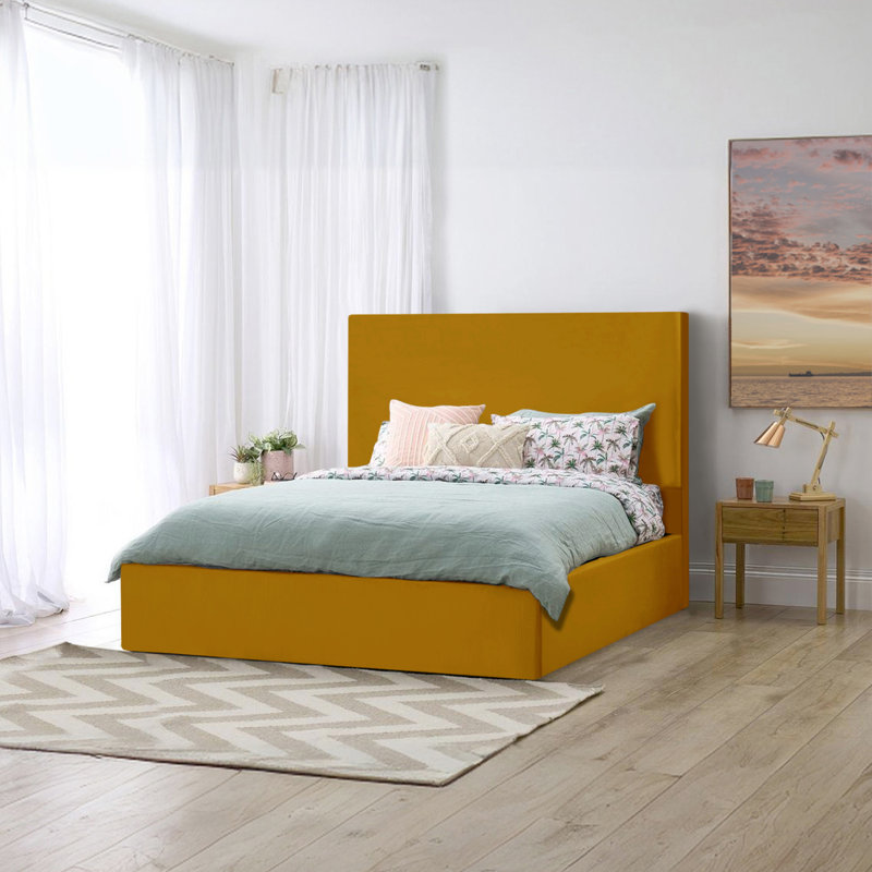 Layth Upholstered Bed, Double (4'6), Turmeric
