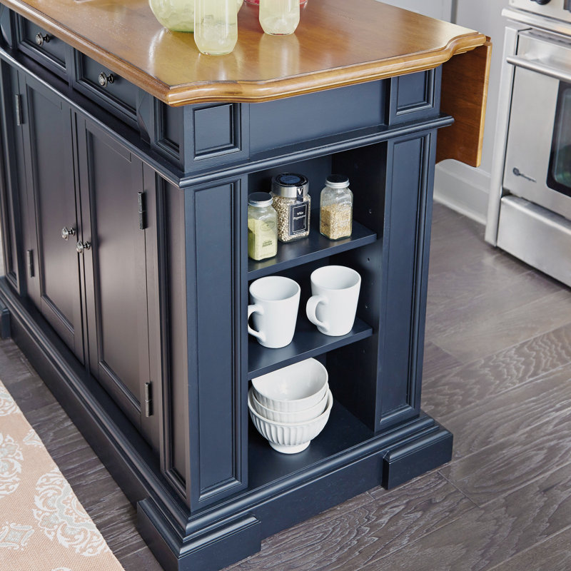 Seddon 49.75'' Wide Kitchen Island, Rich Multi Step Ebony