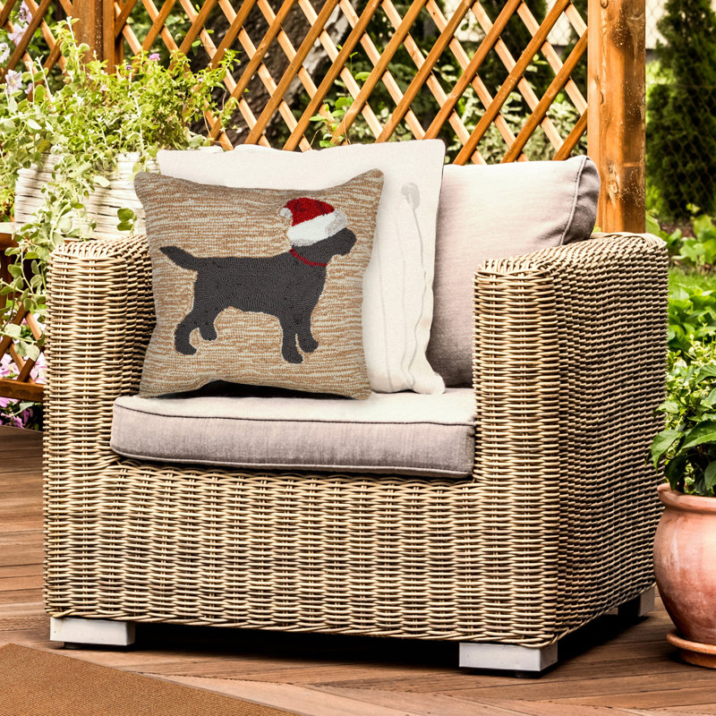 18" Beige and Black Christmas Dog Indoor/Outdoor Pillow