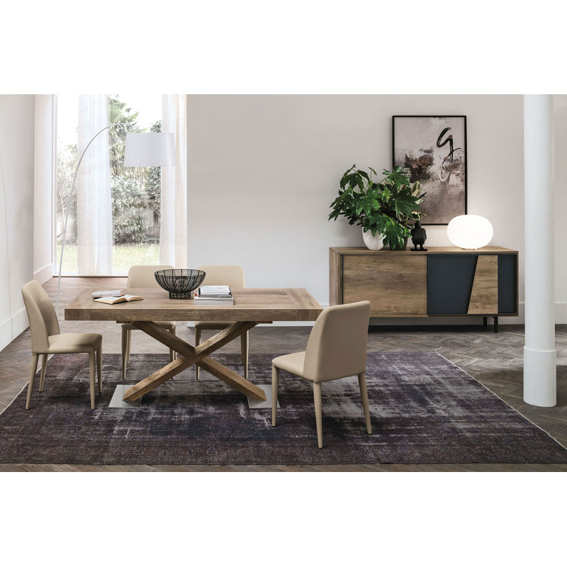 Litzy Extendable Dining Table, Rustic Laminate