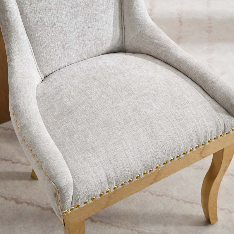 Chaises de salle à manger modernes en chenille, Beige