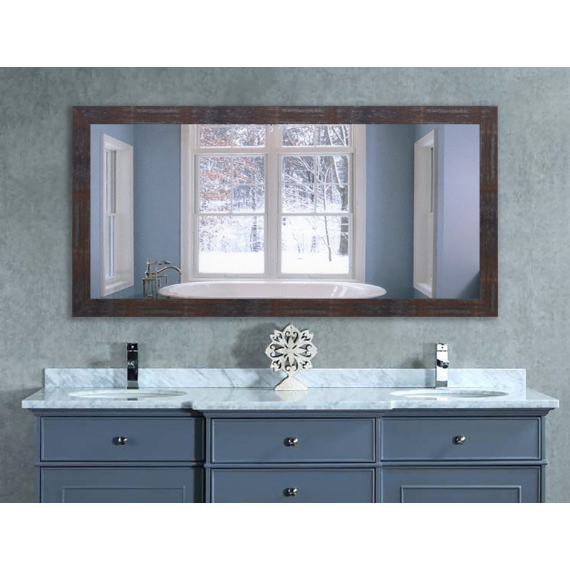 Miroir de salle de bain Hensel, H 39 po x l 78 po, Laiton acier industriel
