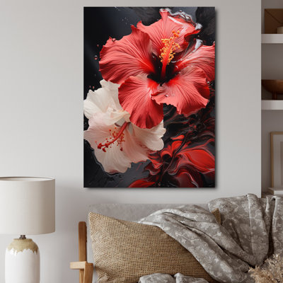 Fleurs de marguerite rouge II - décoration murale florale