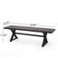 Banc de salle à manger antique noir mat antique, structure en aluminium durable avec pieds en forme de X pour un attrait moderne et rustique