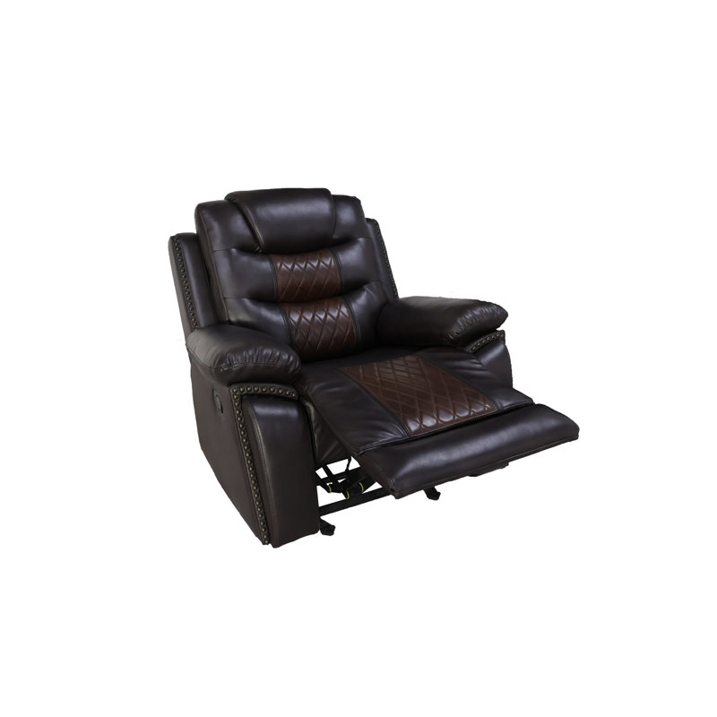 Desmend Faux Leather Power Reclining Home Theater Seat, Manual Glider
