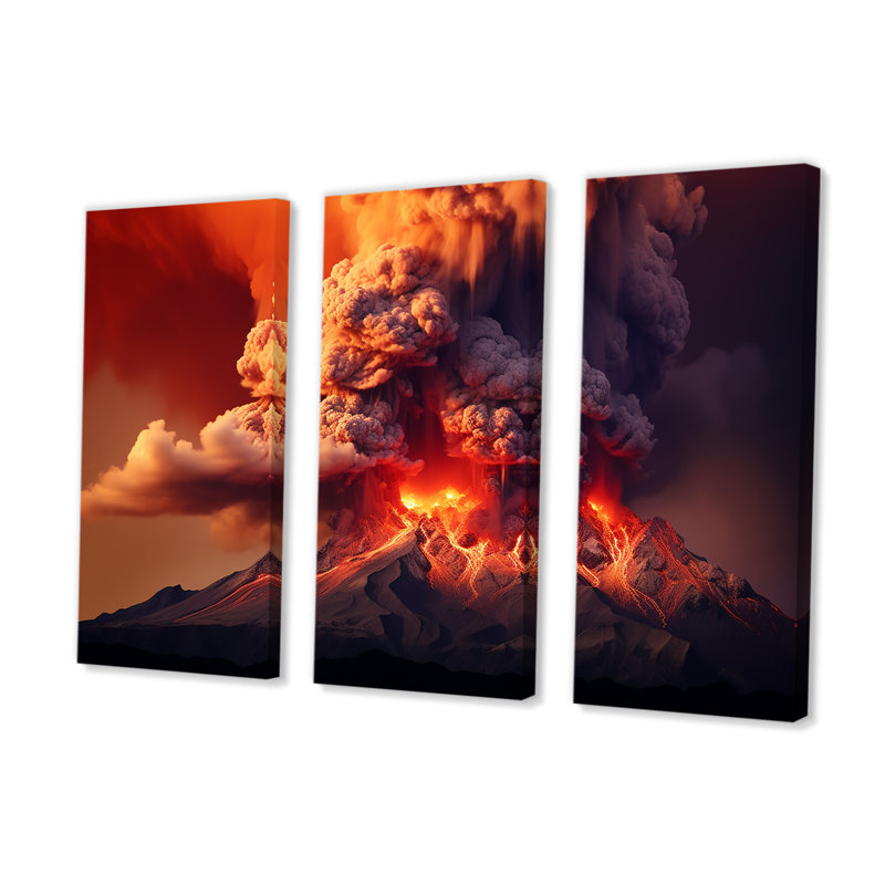 Ensemble de salon Volcano Volcanic Explosion VII - Volcano Wall Art, Toile tendue, H 32 po x l 48 po x P 1 po
