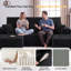 Canapé d'angle modulaire compressé en forme de U de 277 cm de large avec méridienne et pouf, 3 pièces, revêtement en velours côtelé, assise profonde, ressorts ensachés et 5 coussins pour salon, aucun assemblage requis, noir-1657819416-1657819420