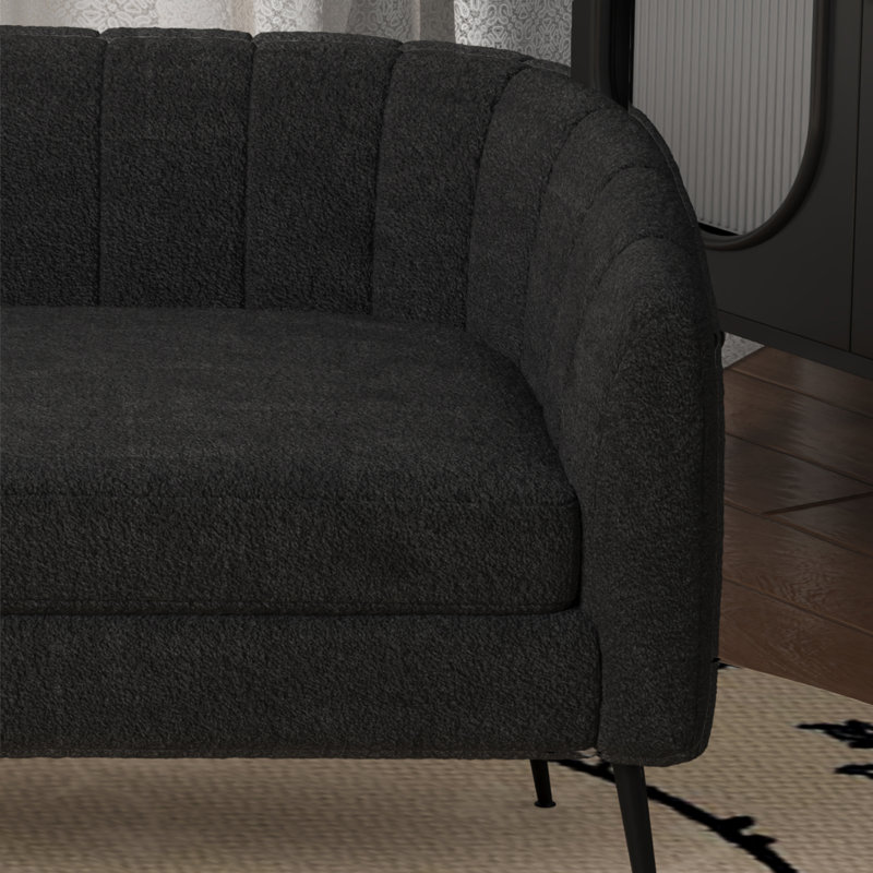 Mini causeuse en chenille 50,2 po, Noir