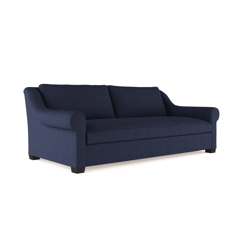 Causeuse Thompson, Velours moelleux imprimé bleu, H 32 po x l 72 po x P 41 po, Ébène