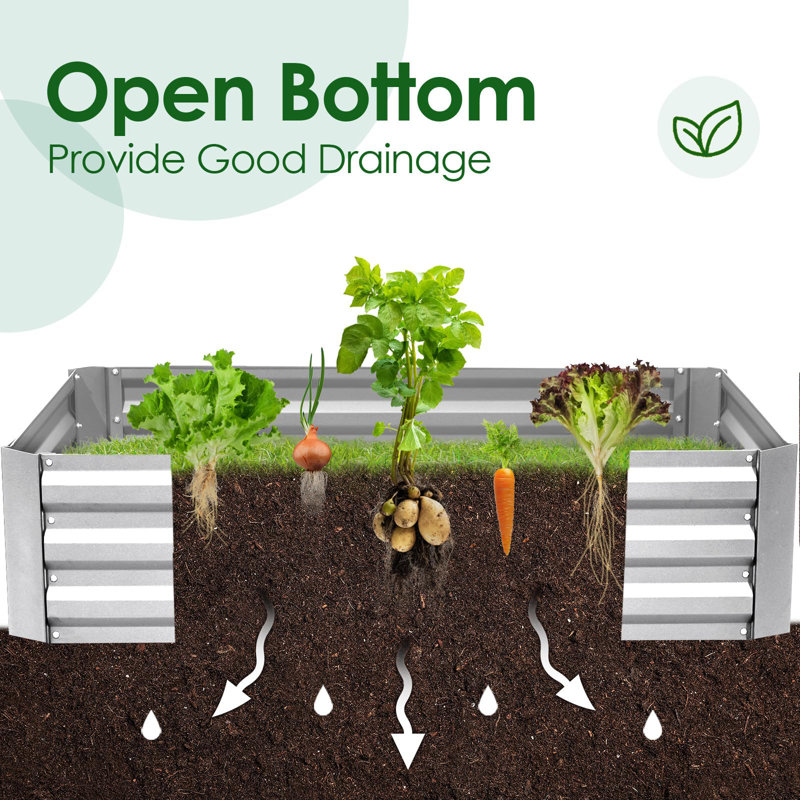 Clear Galvanized Metal Raised Garden Bed with Greenhouse Cover