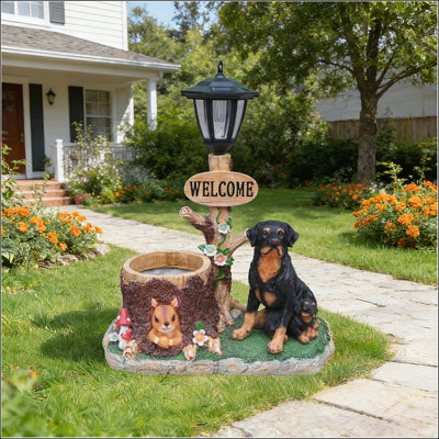 Statue de jardinière pour chien Rottweiler