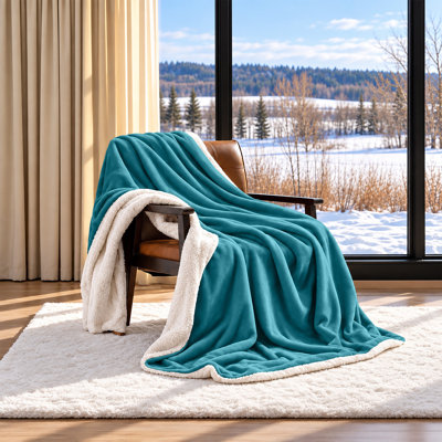 Reversible Sherpa Fleece Fur Thick Blanket