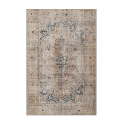 Tapis oriental beige / rose clair en laine