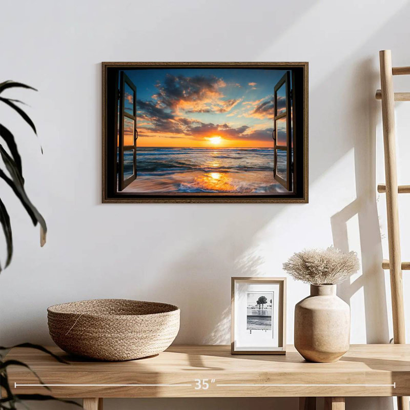 Fenêtre sur le Marcum du Pacifique, 19 po x 13 po, Cadre flottant noyer