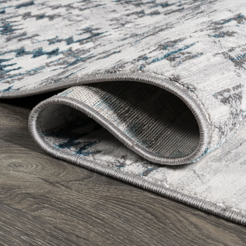 Gehlert Ancient Faded Trellis Gray/Turquoise Rug, Rectangle 7'8" x 10'