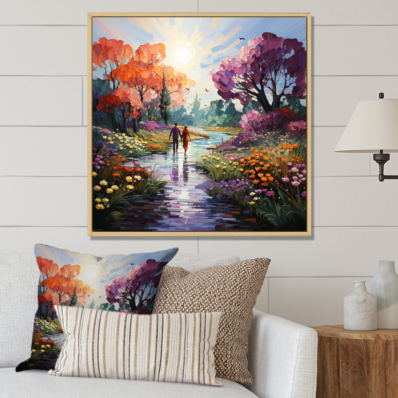 Romantic Couple In Landscape Enchanted Garden I - Romantic Landscape Canvas Art Print, H 24 po x l 24 po x P 1 po