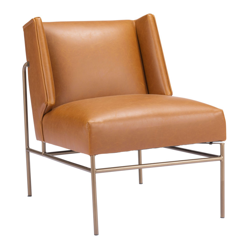 Atlanta Accent Chair, Brown Faux Leather