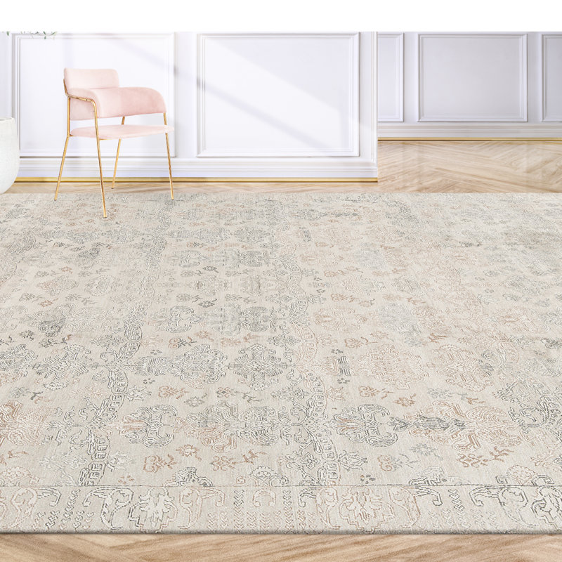 Windsom Oriental Area Rug in Beige, Rectangle 6' x 9'