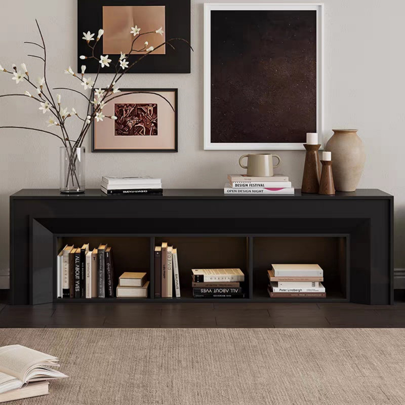 Meuble télé Minimalist Creative, H 23,62 po x L 78,74 po x l 12,6 po, Noir, noir, noir, noir