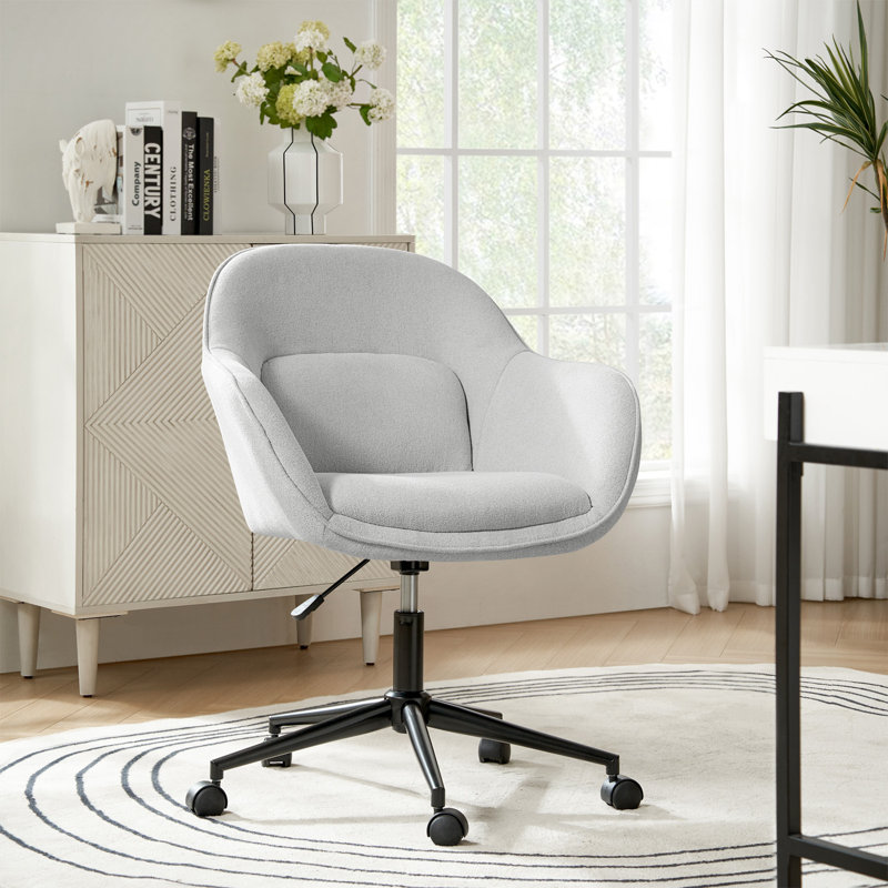 Leoh 37.5"Tall Modern Office Chair Curved Backrest with Height Adjustable and Metal Base, Gray