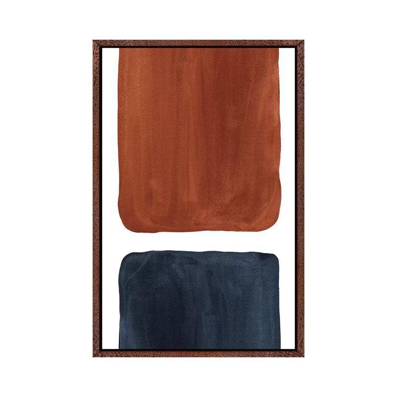 Navy Blue And Terracotta Geometric by Whales Way - Print on Canvas, 66.04cm H x 45.72cm W x 3.81cm D