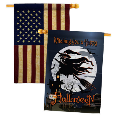 Drapeau de maison en polyester 40 po x 28 po Happy Witching You