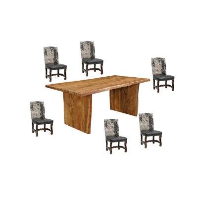 7-Piece Live Edge Solid Wood Dining Set
