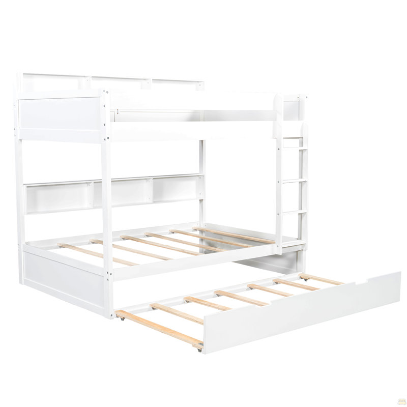 Lit simple superposé au-dessus d'un lit simple avec lit gigogne, blanc