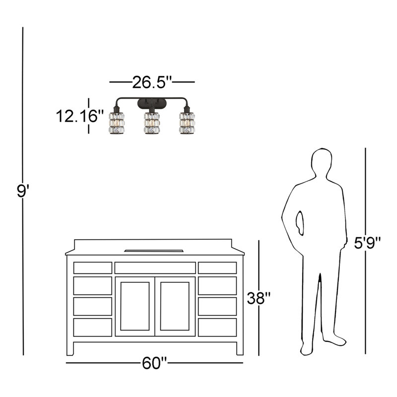 Éclairage pour salle de bain 3 lumières Araceli