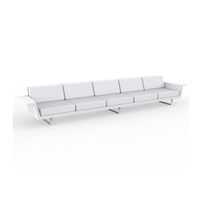 Delta 170" W 5 Seat Sofa, White Polyester, Basic White