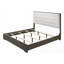 Lit à panneau grand 1pc avec tête de lit capitonnée à boutons, aucun sommier nécessaire, meubles de chambre en bois solides et durables (blanc / crème / gris)
