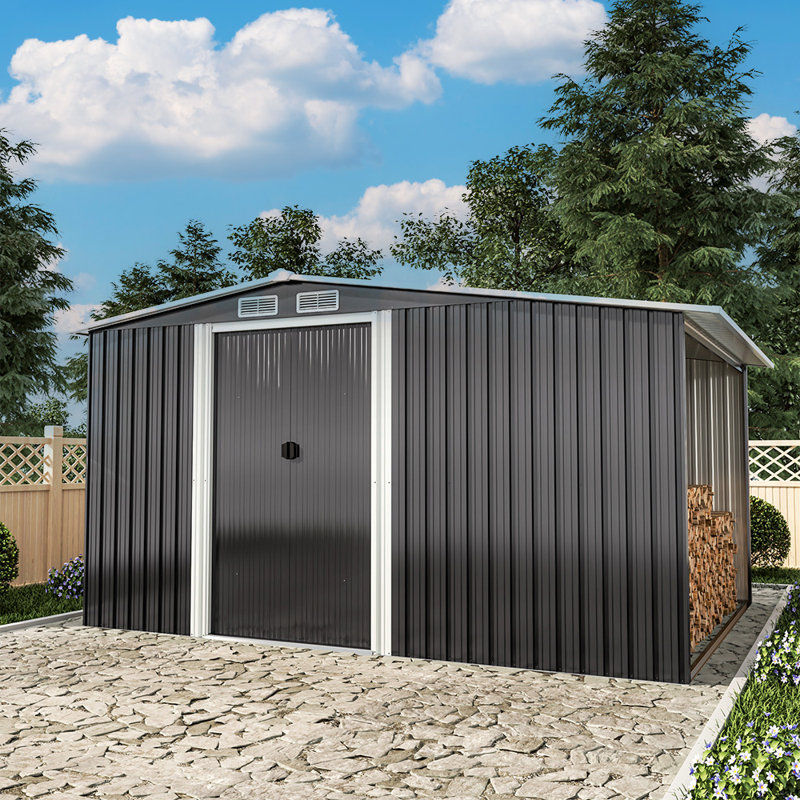 Aylynn 11 ft. W x 7 ft. D Metal Apex Garage Shed