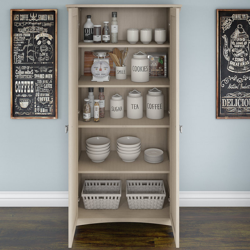 Pernell 62.95" Kitchen Pantry, Antique White
