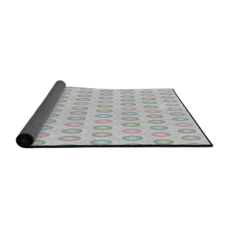 Tapis décoratif à pois gris Porcaro, Rond 7 pi
