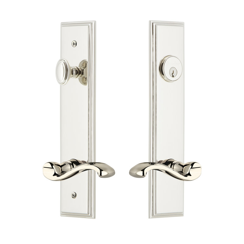 Carré Complete Entry Lever Set with Deadbolt, 2.75", Polished Nickel, Right