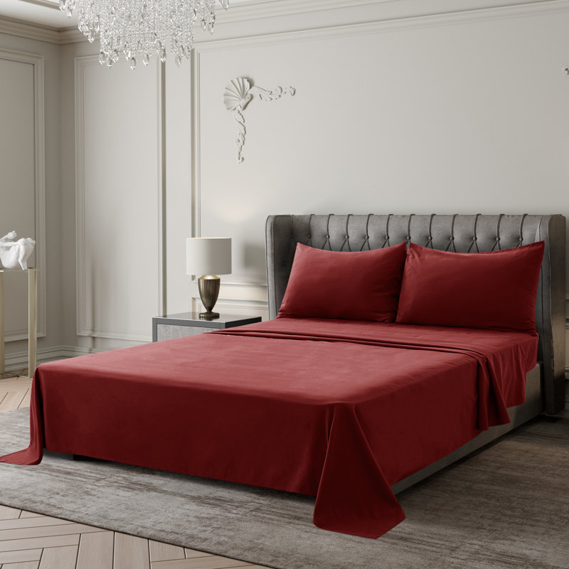 Microfiber Sheet Set, Full, Burgundy