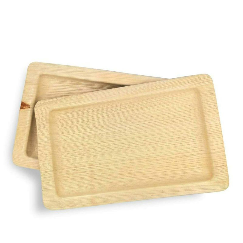 Dtocs Assiette rectangulaire à feuilles de palmier 7 po x 11 po (paquet de 50)