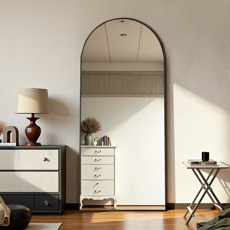 Arched Full Length Mirror Large Floor Mirror, 79" x 35", Black