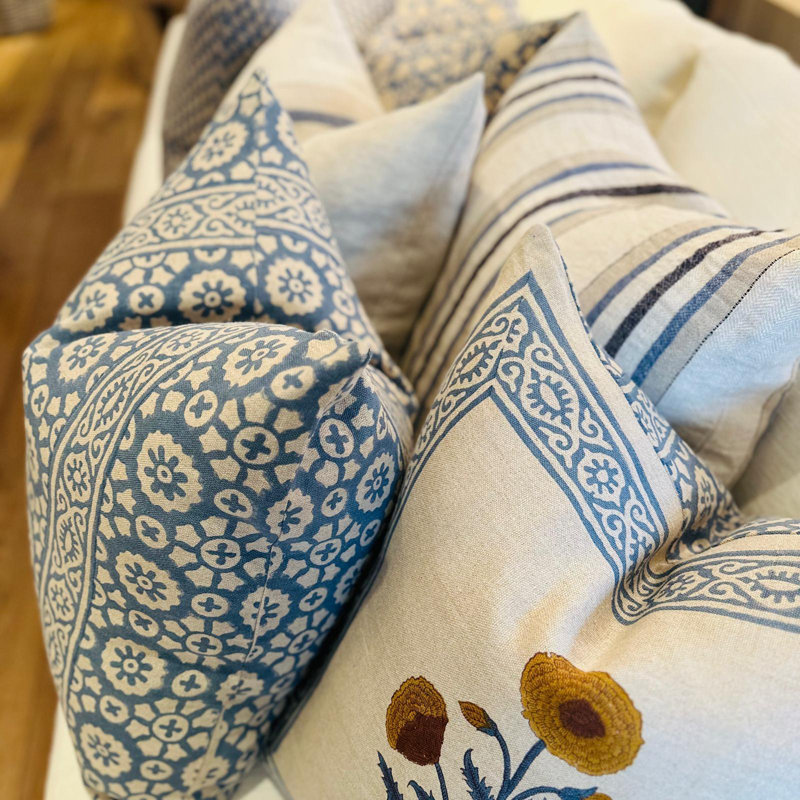 Patrika Pillow Cover - 22" x 22", Blue Floral