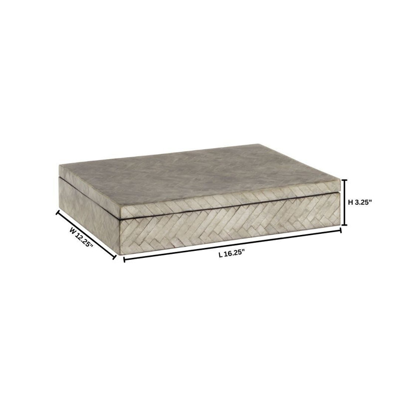 Boîte décorative Triton, Fumée, H 3,25 po x l 16,25 po x P 12,25 po